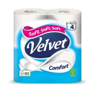 Velvet Comfort TT 2 Ply Whit 4pk (Case Of 6)