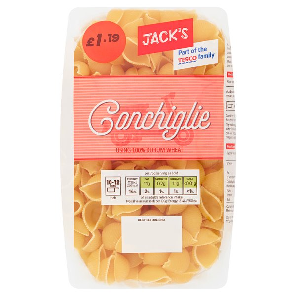 Jacks Pasta Conchiglie PM119 500g (Case Of 12) RaceTrackWOW